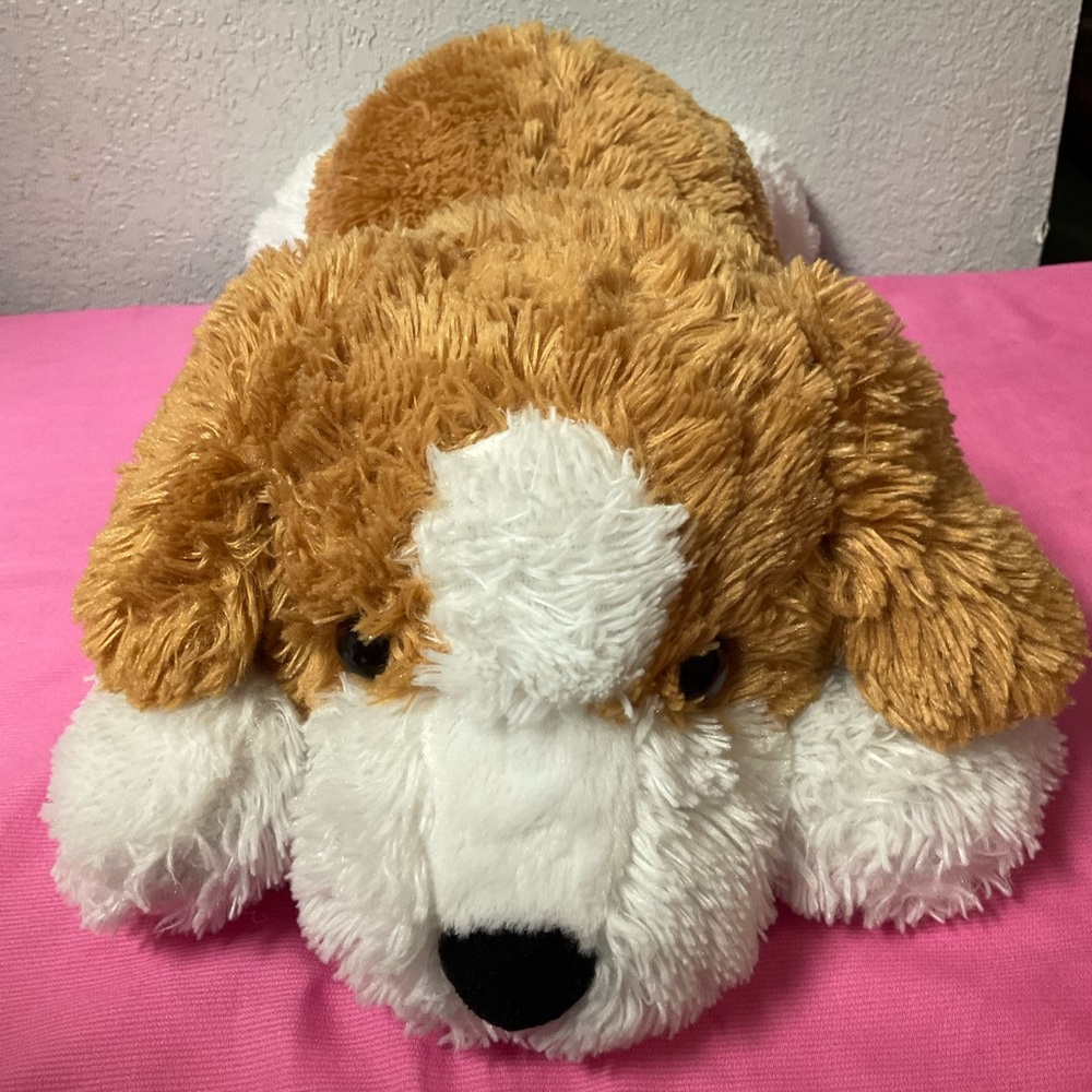 Brown and White Flopsie Dog Lying Down Stuffed Animals Plush Toys